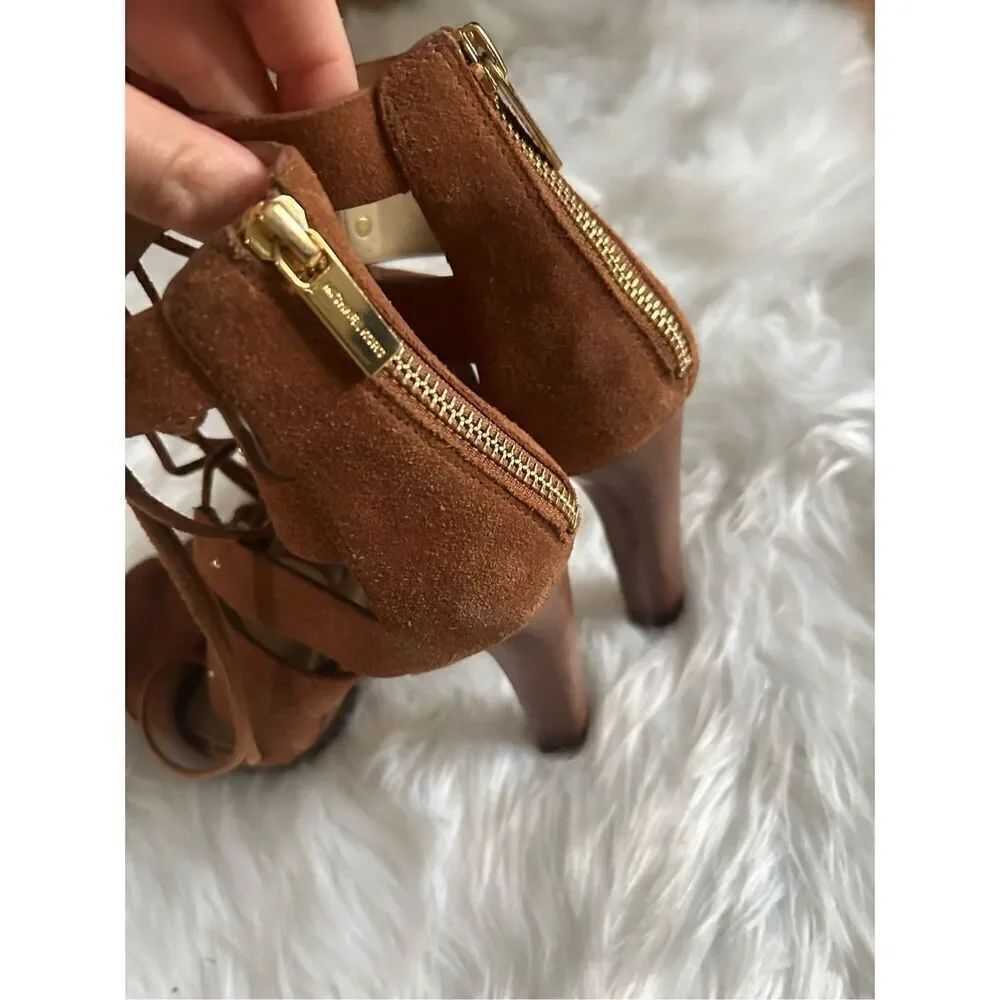 Michael Kors Sofia Platform Womens Suede Platforms size 6 brown 4 inch heels - Picture 3 of 6